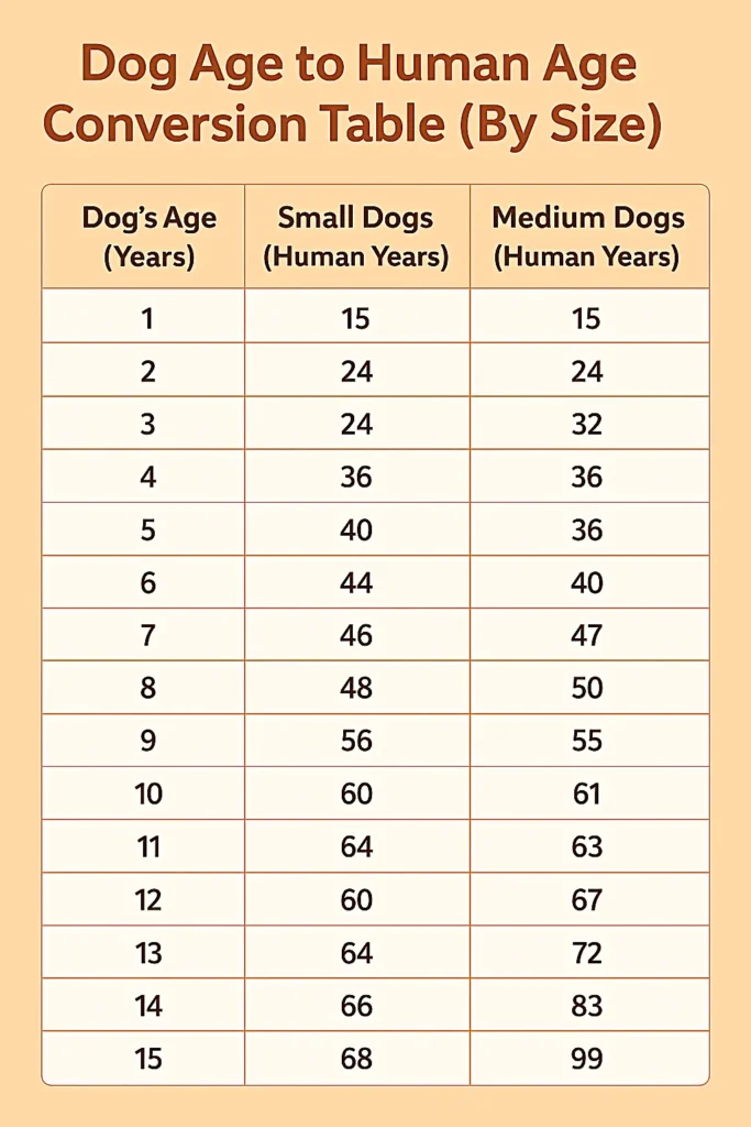 Home 1 Dog years to Human years conversion table